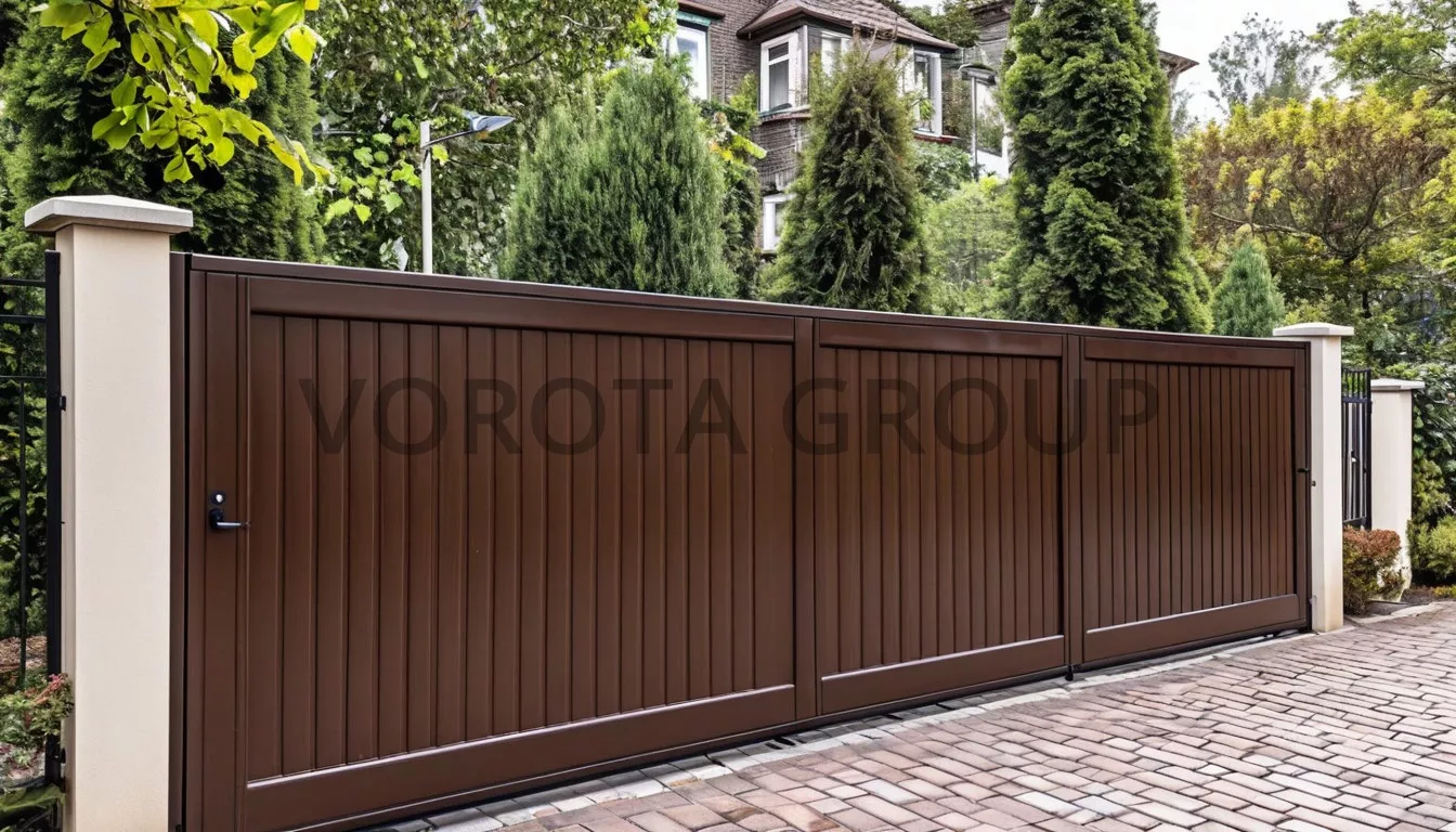 Откатные ворота Doorhan на бетонных столбах 1800х4200