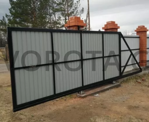 Механические откатные ворота из профлиста 1500х3300