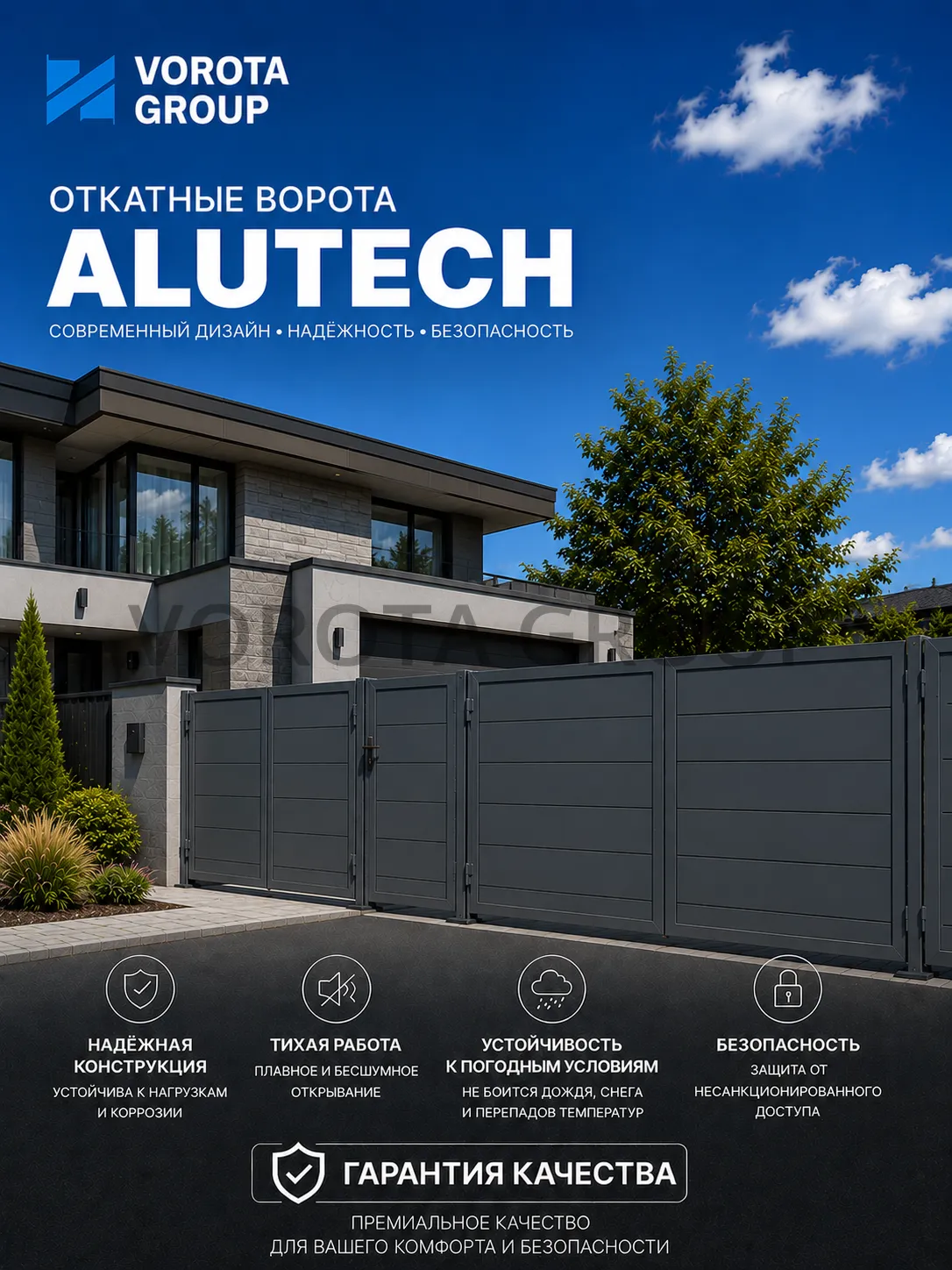 Откатные ворота Alutech Prestige (выс. х  шир.) 1210*3000