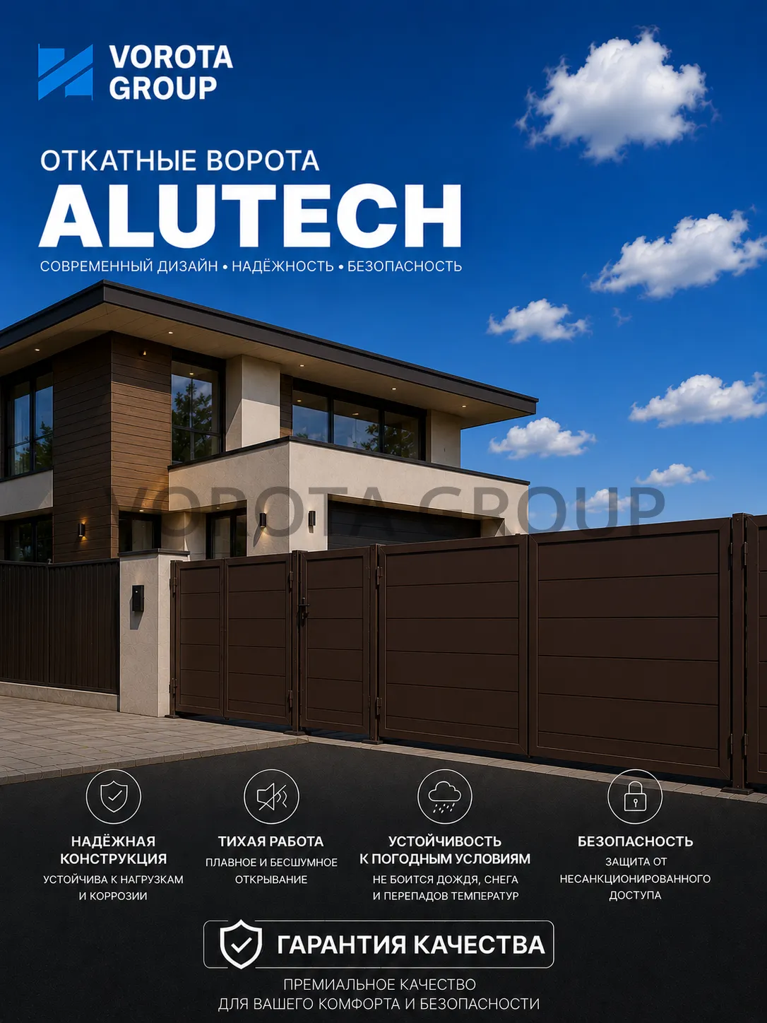 Откатные ворота Alutech Prestige (выс. х  шир.) 2460*2500