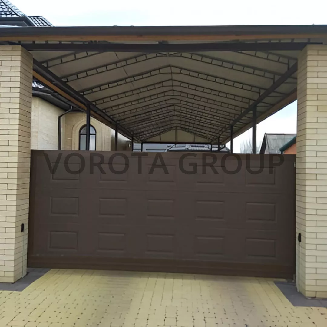 Консольные откатные ворота Alutech коричневые 2000x1500